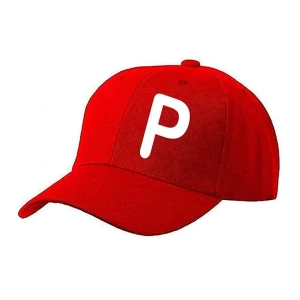 Unisex Plain P Printed Cotton Cap - Red (KK-2217170)