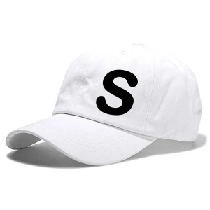 Unisex Plain S Printed Cotton Cap - White (KK-2217192)