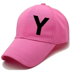 Unisex Plain Y Printed Cotton Cap - Pink (KK-2215786)