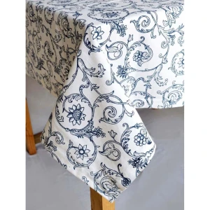 Buy Blue Cotton Rectangle Printed Table Cloth