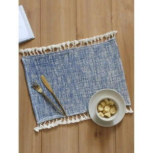 Buy Blue Rectangle Cotton Solid Mats