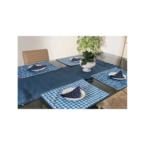 Buy Blue Rectangle Cotton Woven Mats