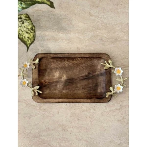 Buy Brown Wood Printed Tray/Platter