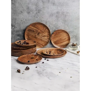 Buy Brown Wood Solid Plates