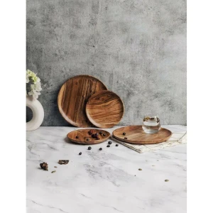 Buy Brown Wood Solid Plates