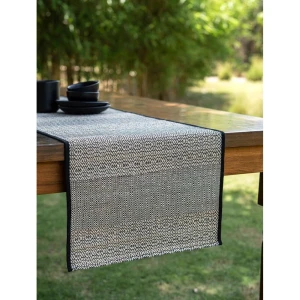 Buy Charcoal Black Banana Fibre Solid Table Runner