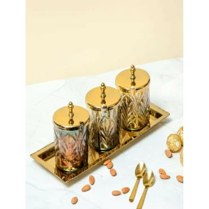 Buy Gold Brass Printed Tray/Platter
