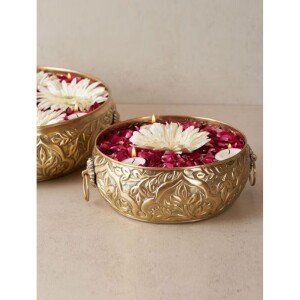 Buy Gold Hand Crafted Brass Carved Bowls