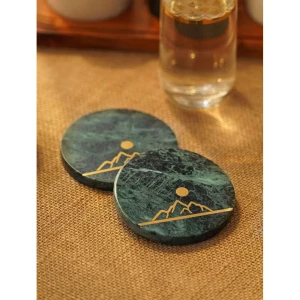 Buy Green Marble Coaster & Trivet