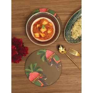 Buy Multicolour Wood Hand Crafted Coaster & Trivet