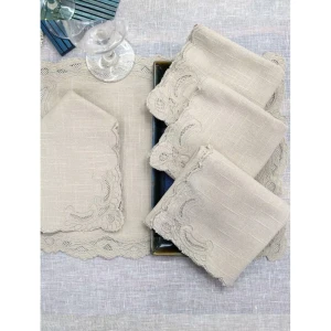 Buy Off White_Cream Cotton Embroidered Table Napkins