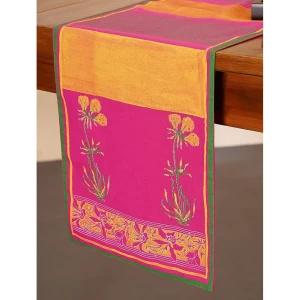 Buy Pink Cotton Printed Rectangle Table Runner