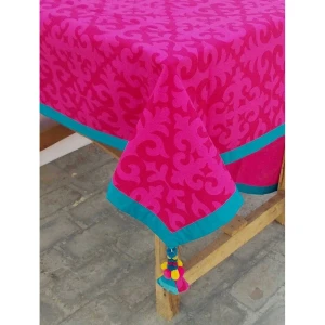 Buy Pink Cotton Rectangle Printed Table Cloth