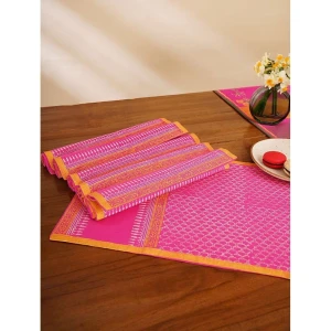 Buy Pink Rectangle Cotton Block Print Mats