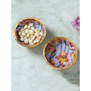 Buy Purple Hand Crafted Mango Wood Floral Bowls