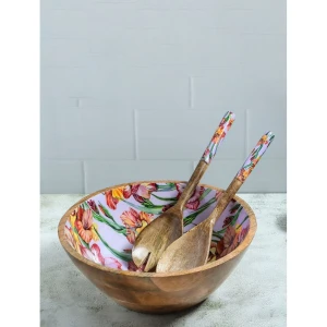 Buy Purple Hand Crafted Mango Wood Floral Bowls