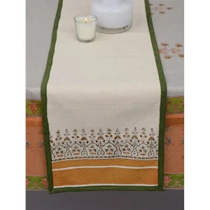 Buy White Cotton Printed Rectangle Table Runner