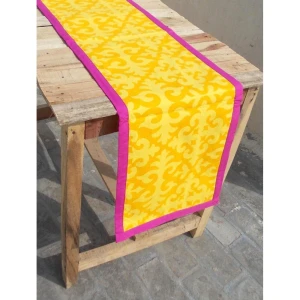 Buy Yellow Cotton Printed Rectangle Table Runner