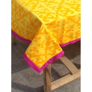 Buy Yellow Cotton Rectangle Printed Table Cloth