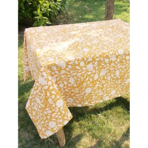 Buy Yellow Cotton Rectangle Table Cloth