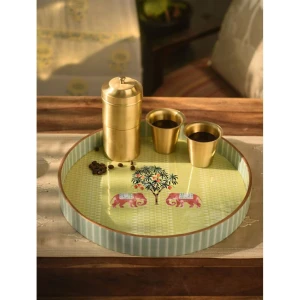 Buy Yellow Mango Wood Carved Tray
